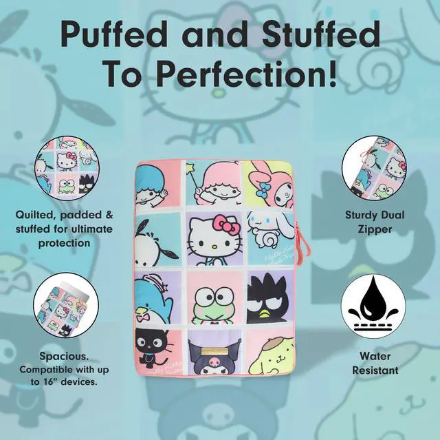 Alt view image 3 of 5 - Sonix x Sanrio | Puffy Laptop Sleeve | 15-16 Inch, Quilted Pillow Puffer Laptop Carrying Case, Computer Sleeve | Hello Kitty Grid
