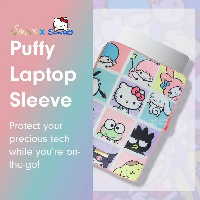 Alt view image 5 of 5 - Sonix x Sanrio | Puffy Laptop Sleeve | 15-16 Inch, Quilted Pillow Puffer Laptop Carrying Case, Computer Sleeve | Hello Kitty Grid