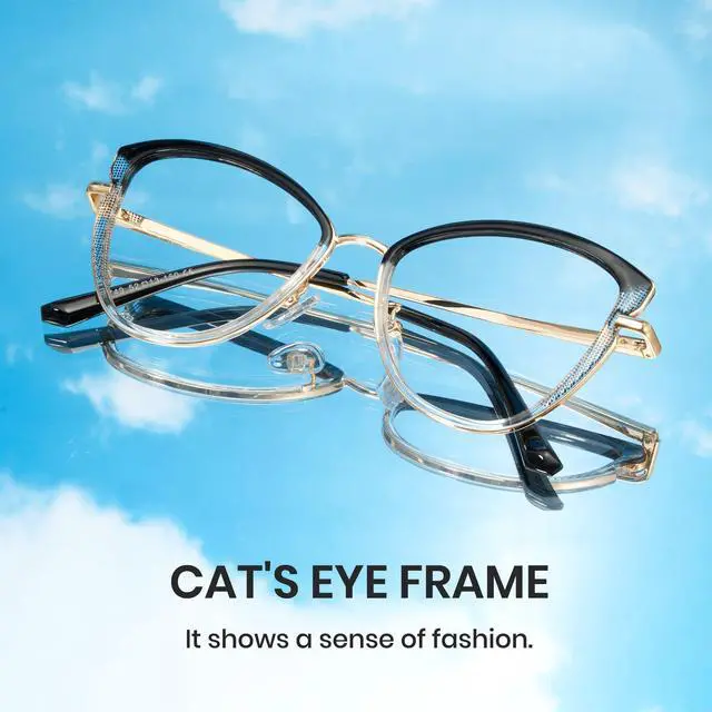 Alt view image 4 of 5 - Cyxus Cat Eye Blue Light Blocking Glasses Metal Frame UV Filtering Computer Glasses Clear Lens For Men Women 8171 Black