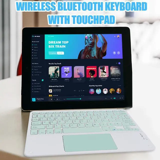 Alt view image 2 of 5 - Wireless Bluetooth Keyboard, Ultra Slim Rechargeable Portable Cordless with Touchpad 10 Inch Wireless Keyboard for iOS Android Windows Mobile Phones Laptops Tables (Green)