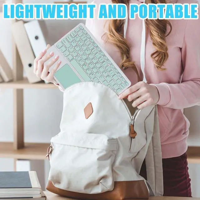 Alt view image 3 of 5 - Wireless Bluetooth Keyboard, Ultra Slim Rechargeable Portable Cordless with Touchpad 10 Inch Wireless Keyboard for iOS Android Windows Mobile Phones Laptops Tables (Green)