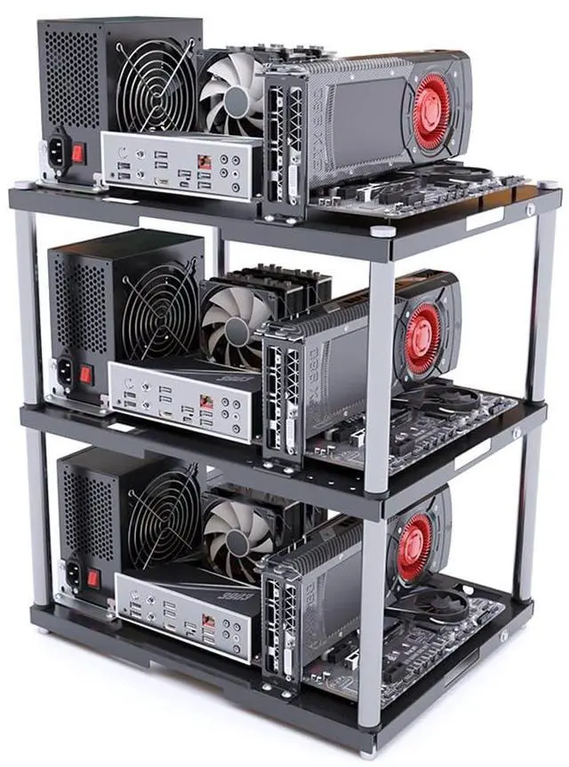 Main image of Stackable Open Air Computer Case Rack - Modular PC Frame Chassis for ATX/MATX/ITX Motherboards, Ideal for Studio, Mining Rig, DIY Builds