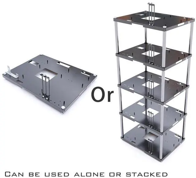 Alt view image 3 of 5 - Stackable Open Air Computer Case Rack - Modular PC Frame Chassis for ATX/MATX/ITX Motherboards, Ideal for Studio, Mining Rig, DIY Builds