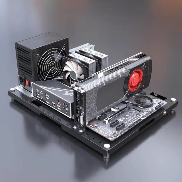 Alt view image 4 of 5 - Stackable Open Air Computer Case Rack - Modular PC Frame Chassis for ATX/MATX/ITX Motherboards, Ideal for Studio, Mining Rig, DIY Builds