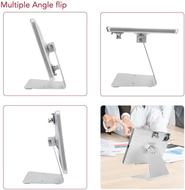 Alt view image 3 of 5 - DDSHOW Desktop Anti-Theft Security Kiosk Stand Holder for 2025 iPad 11" (A16) 11th / 2022 iPad 10.9" 10th Gen.,with Lock & Key,Flip &360degRotating Horizontal or Vertical,Metal(Silver)