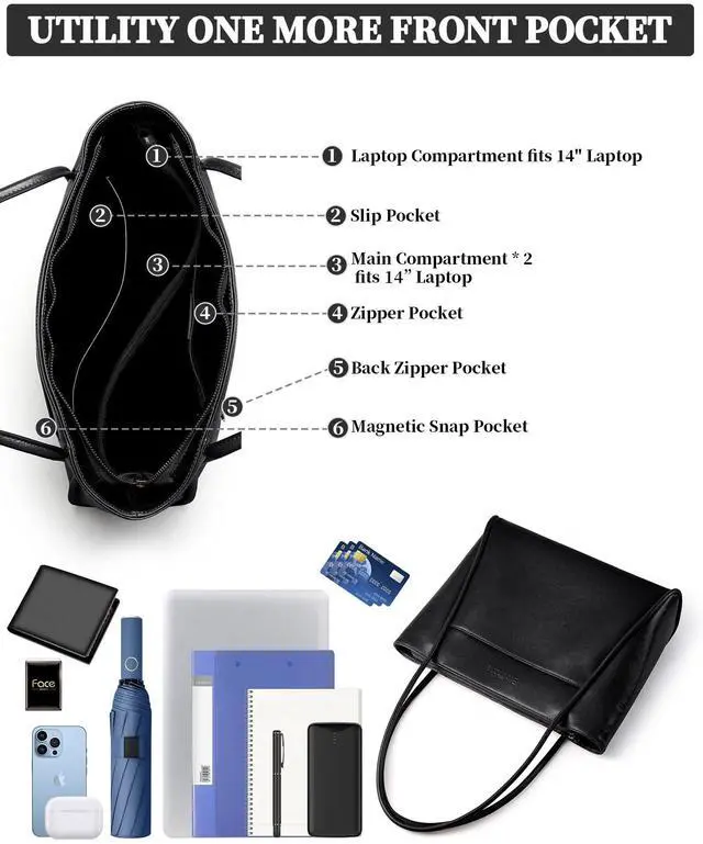 Alt view image 5 of 5 - Blofinche Genuine Leather Purses for Women Large Tote Shoulder Bag Real Vintage Grace Handbag for Work Ladies Laptop Travel