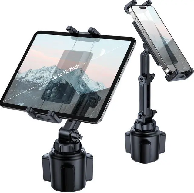 Main image of BOOMVATO Cup Holder Tablet Mount for Car, Universal iPad Cup Holder Mount for Truck with Adjustable Arm for iPad Pro 12.9/11/10.5/9.7/Air/Mini, iPhone, Samsung Galaxy Tab/Z Fold 4/3, 4.7-13" Tablets