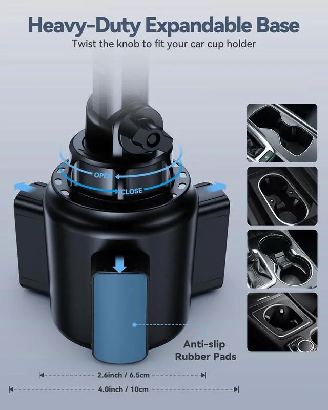 Alt view image 5 of 5 - BOOMVATO Cup Holder Tablet Mount for Car, Universal iPad Cup Holder Mount for Truck with Adjustable Arm for iPad Pro 12.9/11/10.5/9.7/Air/Mini, iPhone, Samsung Galaxy Tab/Z Fold 4/3, 4.7-13" Tablets