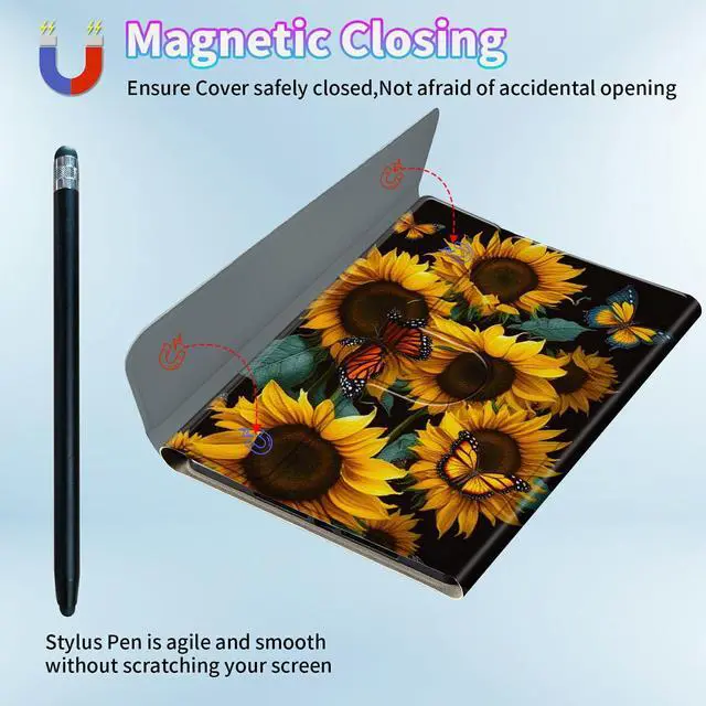 Alt view image 3 of 5 - BPQOJB for Galaxy Tab A9 Plus Case with Detachable Wireless Keyboard & 360 Degree Rotating Stand Protect Cover Acrylic Tablet Case for Samsung Galaxy Tab A9 Plus 11 inch 2023 - Sunflowers Butterfly