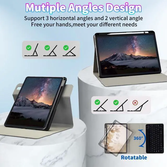 Alt view image 5 of 5 - BPQOJB for Galaxy Tab A9 Plus Case with Detachable Wireless Keyboard & 360 Degree Rotating Stand Protect Cover Acrylic Tablet Case for Samsung Galaxy Tab A9 Plus 11 inch 2023 - Sunflowers Butterfly