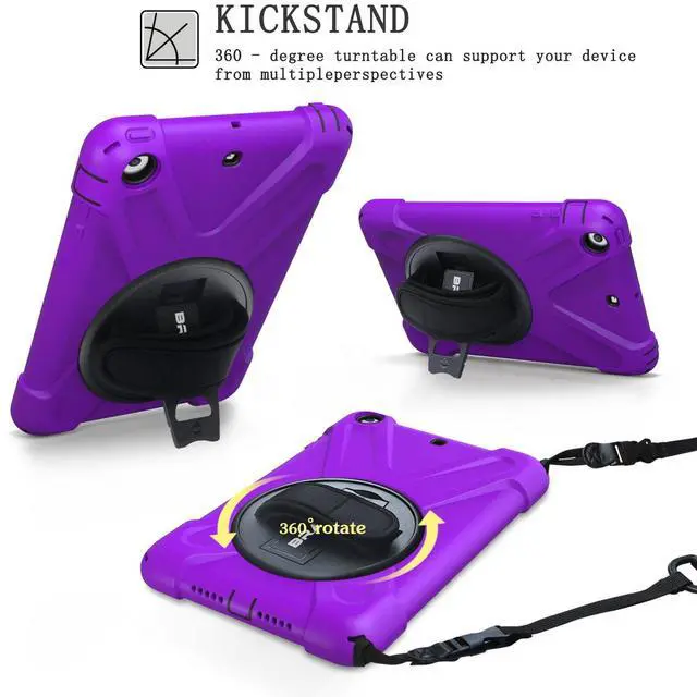 Alt view image 3 of 5 - BRAECN for iPad mini 2 Case 7.9 inch with 360 Degree Rotating Stand/Hand and Shoulder Strap for iPad mini 3/2/1 Rugged Hybrid Tablet Case (Purple)