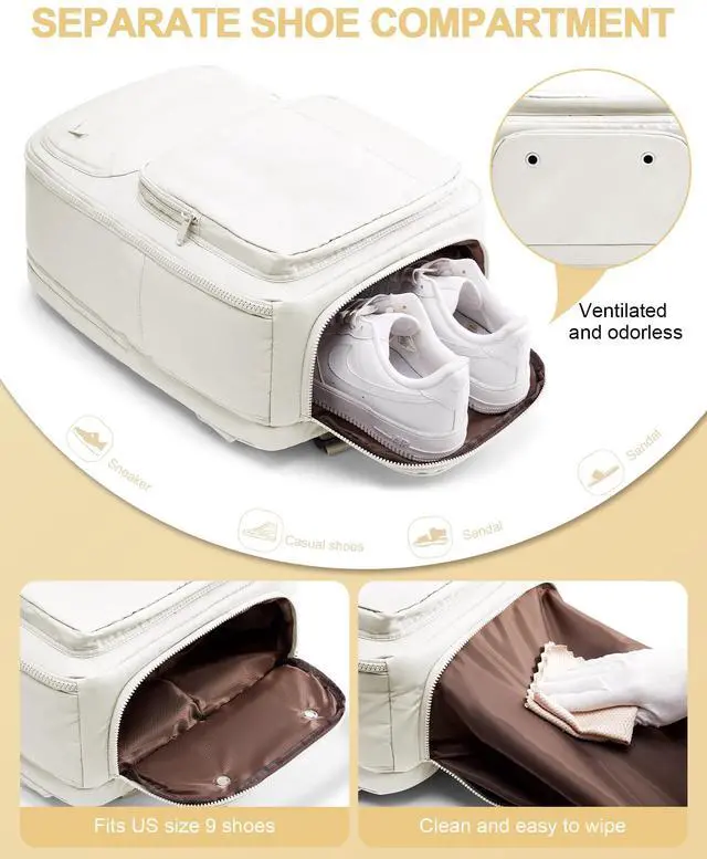 Alt view image 4 of 5 - CADOLIM Travel Laptop Backpack For Women Carry On Backpack Airline Approved Computer Work Backpacks For Men Mochila De Viaje Personal Item Travel Bag Beige