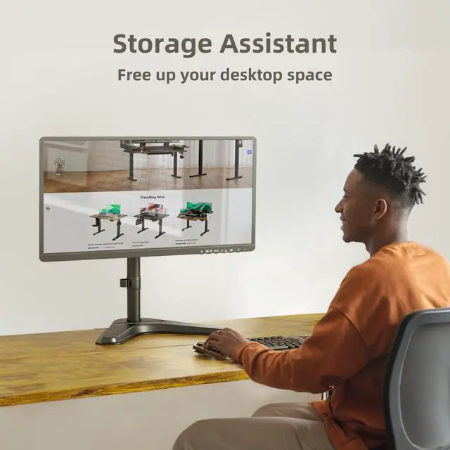 Alt view image 3 of 5 - Claiks Monitor Mount, Ergonomic Adjustable Monitor Stand for Max 32 inch Screens, Adjustable Stand up to 20 lbs, VESA Mounting Holes 75&100mm, Black
