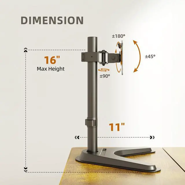 Alt view image 5 of 5 - Claiks Monitor Mount, Ergonomic Adjustable Monitor Stand for Max 32 inch Screens, Adjustable Stand up to 20 lbs, VESA Mounting Holes 75&100mm, Black