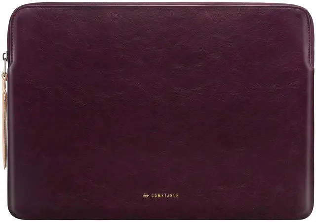 Main image of Comfyable Slim Protective Laptop Sleeve Compatible with 13/13.3/14 Inch MacBook Air & MacBook Pro, Mac Travel Case, Laptop Pouch, Slim PU Leather Cover M4/M3/M2/M1 2025-2021, Berry Brown