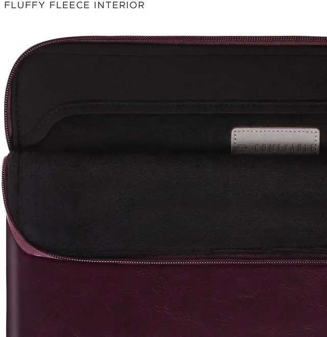 Alt view image 2 of 5 - Comfyable Slim Protective Laptop Sleeve Compatible with 13/13.3/14 Inch MacBook Air & MacBook Pro, Mac Travel Case, Laptop Pouch, Slim PU Leather Cover M4/M3/M2/M1 2025-2021, Berry Brown