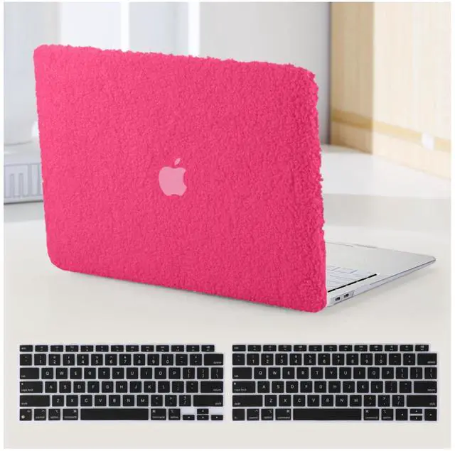 Main image of BYCeKe Compatible with MacBook Pro 13 inch Case M2 2024 2023 2022-2016 A2338 M1 A2251 A2289 A2159 A1989 A1708 A1706 Touch Bar, Soft Fluffy Fuzzy Plush Faux Fur Hard Shell Case & Keyboard Cover, H Pink