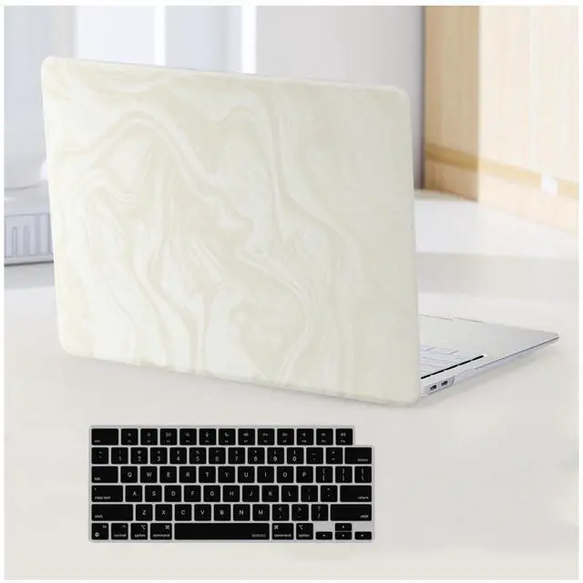 Main image of BYCeKe Compatible with MacBook Air 13.6 inch Case 2022-2025 M4 A3240 M3 A3113 M2 A2681,for MacBook 13 M4 Elegant PU Leather Soft Fleece Textured Hard Shell & Keyboard Cover for MacBook Air 13.6,Beige