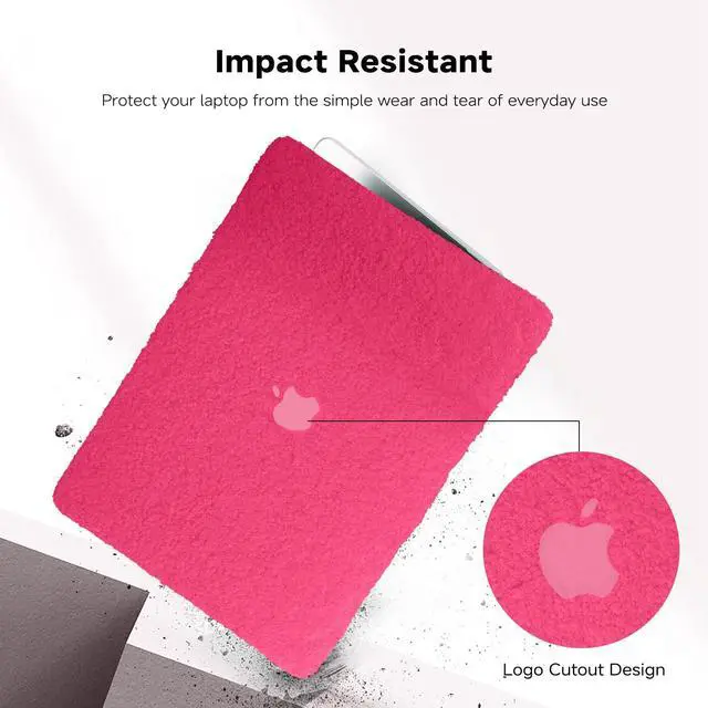 Alt view image 4 of 5 - BYCeKe Compatible with MacBook Pro 13 inch Case M2 2024 2023 2022-2016 A2338 M1 A2251 A2289 A2159 A1989 A1708 A1706 Touch Bar, Soft Fluffy Fuzzy Plush Faux Fur Hard Shell Case & Keyboard Cover, H Pink