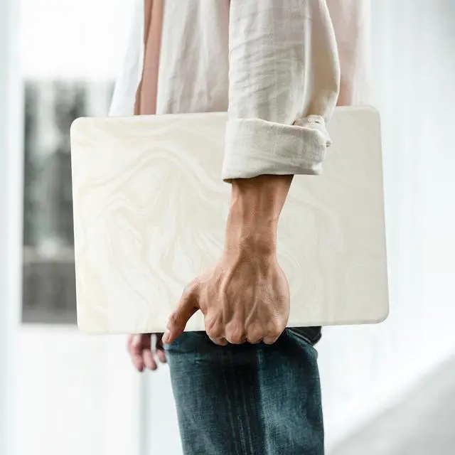 Alt view image 3 of 5 - BYCeKe Compatible with MacBook Air 13.6 inch Case 2022-2025 M4 A3240 M3 A3113 M2 A2681,for MacBook 13 M4 Elegant PU Leather Soft Fleece Textured Hard Shell & Keyboard Cover for MacBook Air 13.6,Beige