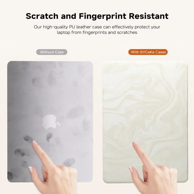 Alt view image 5 of 5 - BYCeKe Compatible with MacBook Air 13.6 inch Case 2022-2025 M4 A3240 M3 A3113 M2 A2681,for MacBook 13 M4 Elegant PU Leather Soft Fleece Textured Hard Shell & Keyboard Cover for MacBook Air 13.6,Beige