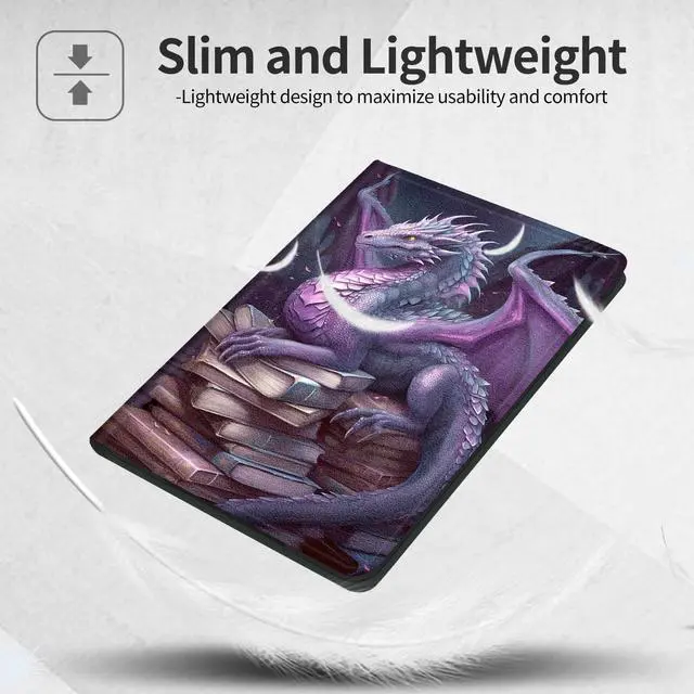 Alt view image 4 of 5 - Case for  Fire HD 10 Tablet (9th/7th/5th Generation, 2019/2017/2015 Release) 10.1", Slim PU Leather Adjustable Stand Cover with Smart Sleep/Wake for Fire HD 10 Tablet Case, Book Purple Dragon