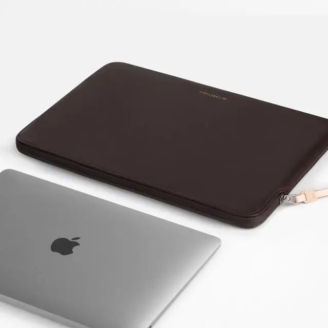Alt view image 5 of 5 - Comfyable Slim Laptop Sleeve Compatible with 13 Inch MacBook Air 13 in M4 M3 M2 M1, 13" MacBook Pro, PU Leather Bag Water-Resistant Cover Case, Chocolate