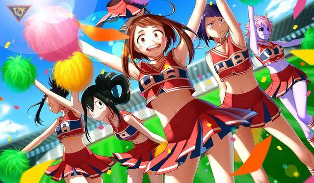 Main image of Japanese Anime My Hero Academia Cheerleaders Large Custom Mouse Pad/Playmat - Durable Rubber 14" x 24" for TCG