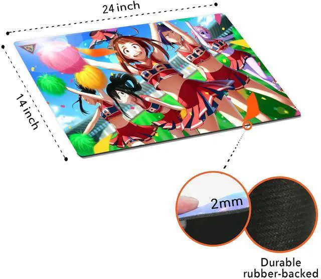 Alt view image 3 of 4 - Japanese Anime My Hero Academia Cheerleaders Large Custom Mouse Pad/Playmat - Durable Rubber 14" x 24" for TCG