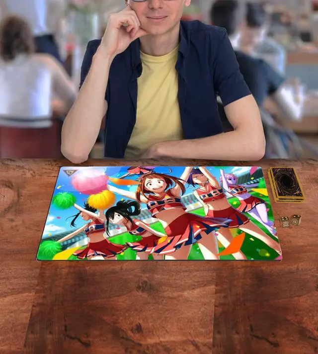 Alt view image 4 of 4 - Japanese Anime My Hero Academia Cheerleaders Large Custom Mouse Pad/Playmat - Durable Rubber 14" x 24" for TCG