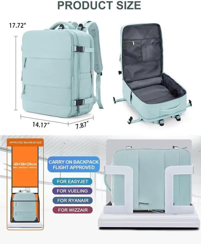 Alt view image 5 of 5 - coowoz Large Travel Backpack Carry On for Women Man Gym Backpacks with Laptop Compartment Mochila de Viaje Teacher Personal Item Backpack Rucksack Airplane Accessories Must Haves Blue