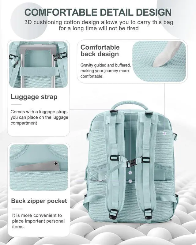 Alt view image 4 of 5 - coowoz Large Travel Backpack Carry On for Women Man Gym Backpacks with Laptop Compartment Mochila de Viaje Teacher Personal Item Backpack Rucksack Airplane Accessories Must Haves Blue
