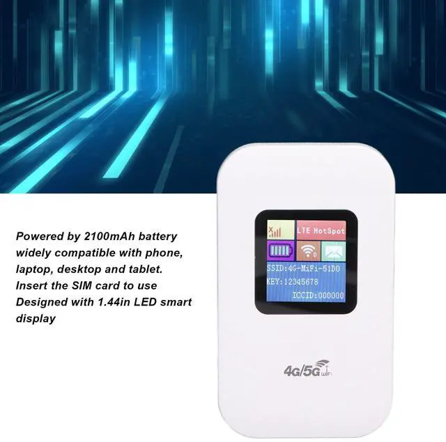 Alt view image 2 of 5 - Unlocked 4G LTE Modem Router with SIM Card Slot, 1.44in LED Display Portable Router Mini Mobile Hotspot for Travel Vacation Camping Gathering