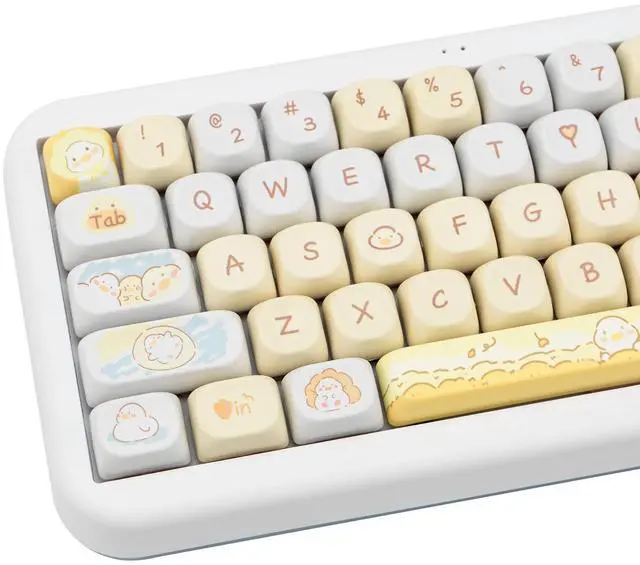Main image of COOMICKEY 132 Key PBT Keycap Set, MOA Profile Dye-Sub Cute Cartoon Theme Keycaps for 61/84/87/98/100/104 Cherry MX Gateron Kailh Cross Type Switch ANSI Mechanical Keyboard DIY(Yellow)