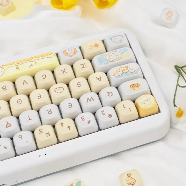 Alt view image 5 of 5 - COOMICKEY 132 Key PBT Keycap Set, MOA Profile Dye-Sub Cute Cartoon Theme Keycaps for 61/84/87/98/100/104 Cherry MX Gateron Kailh Cross Type Switch ANSI Mechanical Keyboard DIY(Yellow)