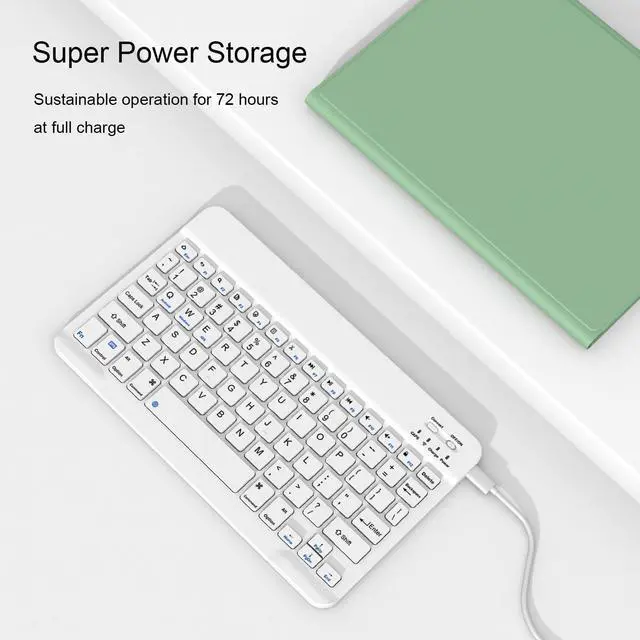 Alt view image 4 of 5 - Divufus Keyboard Case for iPad 9th/8th/7th Generation 10.2 Inch [Magnetic Detachable Wireless Keyboard][Support 3 System] Flip Stand Case with Pencil Holder for iPad 10.2 2021/2020/2019, Matcha Green