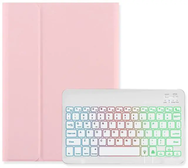Main image of Backlit Keyboard Case for iPad 9th Gen/8th Gen/7th Gen 10.2 inch 2021/2020/2019, iPad Pro 10.5"/iPad Air 3rd Gen Case with Keyboard Backlight Detachable keyboard Cute Candy Color Case ,Pink+White