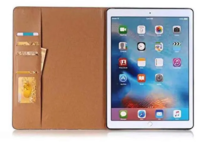 Alt view image 3 of 5 - iPad Pro 1st 2nd (12.9'') Case, DMaos Vintage Book Synthetic Leather Stand Folio Smart Cover, Auto Sleep/Wake, Business Document Card Holder - Black
