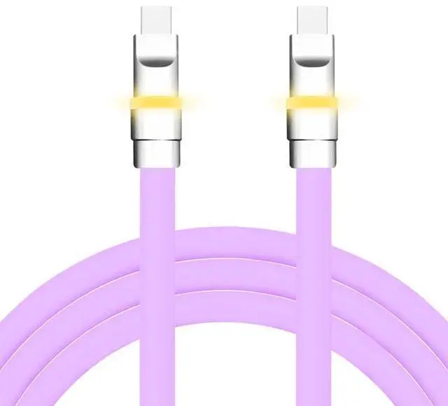 Main image of chubbycable Neon Chubby - Fast Charge Cable with Smart Light RGB Color Gradual Light Up LED USB Charging Cable, Light Purple, Type-C to Type-C, 0.82 FT
