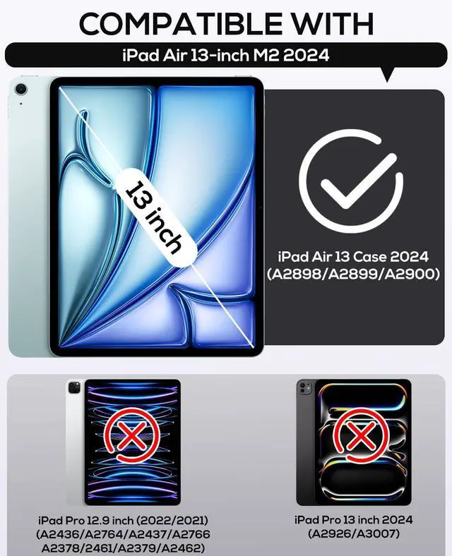 Alt view image 2 of 5 - Cantis Case for iPad Air 13 Inch (M3) 2025/ for iPad Air 13-inch (M2) 2024 with Pencil Holder, Heavy Duty Shockproof Case for i Pad Air 13" Supports Pencil Pro and Pencil (USB-C), Sky Blue