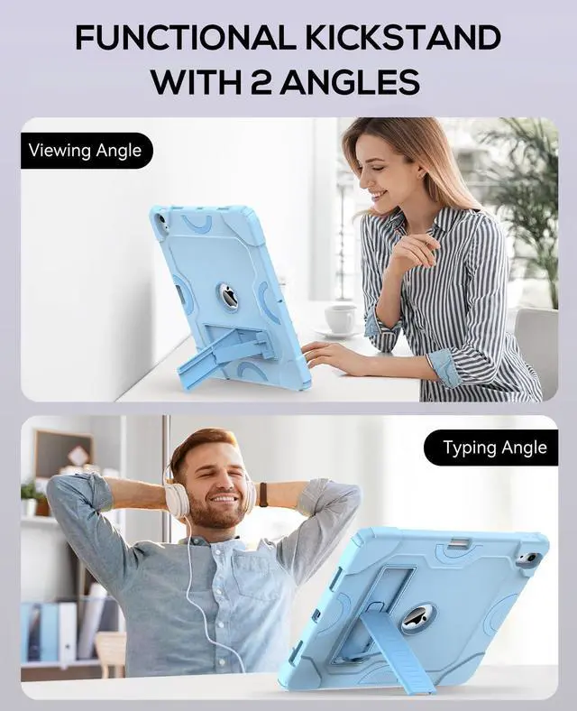 Alt view image 3 of 5 - Cantis Case for iPad Air 13 Inch (M3) 2025/ for iPad Air 13-inch (M2) 2024 with Pencil Holder, Heavy Duty Shockproof Case for i Pad Air 13" Supports Pencil Pro and Pencil (USB-C), Sky Blue