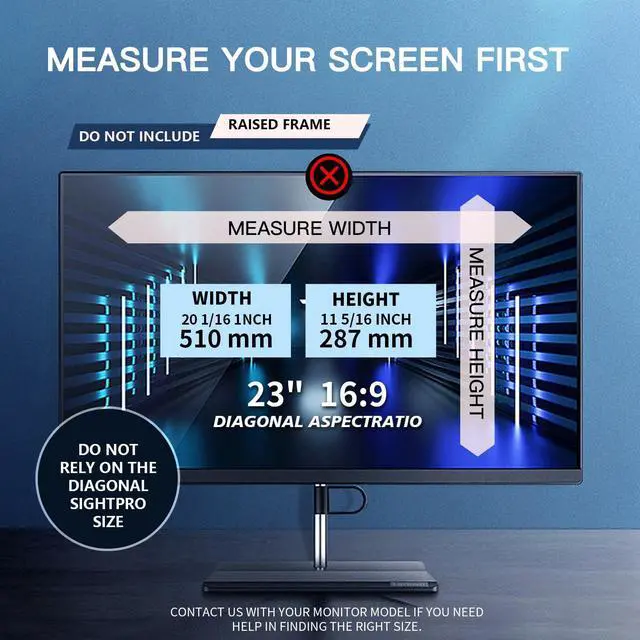 Alt view image 5 of 5 - 23 Inch Privacy Screen Filter Compatible with 16:9 Widescreen Display - Monitor, Desktop PC, Computer, Anti Spy/Easy Installation/Anti Glare/Blocking Blue Light