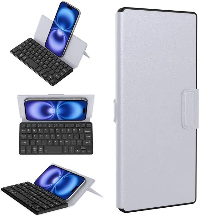 Main image of CACOE Mobilephone Mini Bluetooth Keyboard, Ultra-Thin, Portable and Foldable, Dual-Channel, Suitable for Smartphones and iOS/Android/Windows Systems, Grey