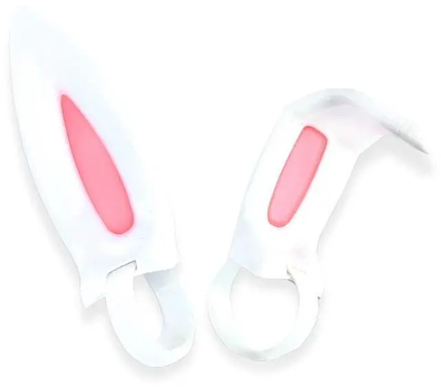 Main image of Bunny Ears for Headphones - Adorable Bunny Headphones Attachment in Various Colors with Hidden Self Fastener - Bunny Ears for Gamers and Streamers (Set of 2) (White/Pink, Straight/Bent)