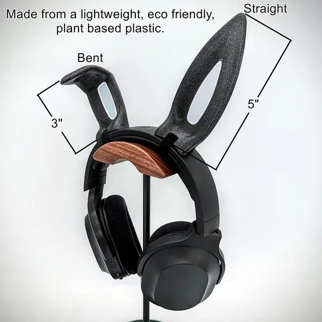 Alt view image 3 of 5 - Bunny Ears for Headphones - Adorable Bunny Headphones Attachment in Various Colors with Hidden Self Fastener - Bunny Ears for Gamers and Streamers (Set of 2) (White/Pink, Straight/Bent)
