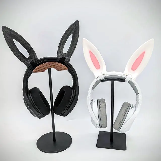 Alt view image 4 of 5 - Bunny Ears for Headphones - Adorable Bunny Headphones Attachment in Various Colors with Hidden Self Fastener - Bunny Ears for Gamers and Streamers (Set of 2) (White/Pink, Straight/Bent)