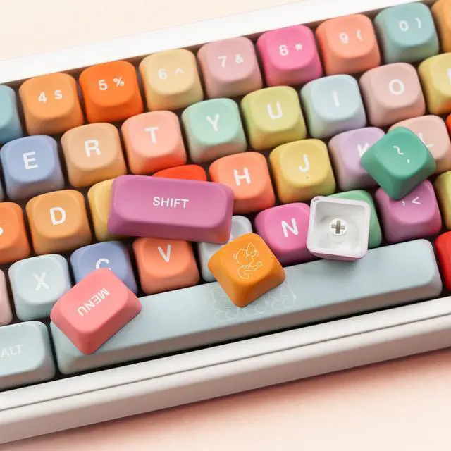 Alt view image 3 of 5 - dagaladoo Cute Candy PBT Keycaps, Gunmy Bear MOA Keycaps Dye-Sublimation,Colorful Custom Keyboard Key caps Set for 100% 75% 65% 60% TKL US Layout Mechanical Keyboard