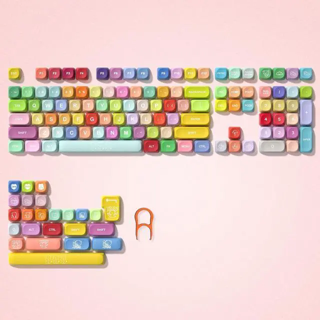 Alt view image 2 of 5 - dagaladoo Cute Candy PBT Keycaps, Gunmy Bear MOA Keycaps Dye-Sublimation,Colorful Custom Keyboard Key caps Set for 100% 75% 65% 60% TKL US Layout Mechanical Keyboard