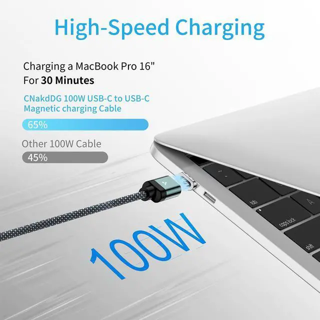 Alt view image 5 of 5 - 100W 2 in 1 Magnetic Charging Cable, USB C to USB C Cable [2-Pack, 4/6.6FT], Magnetic Connector Tips Head (4 Pack)