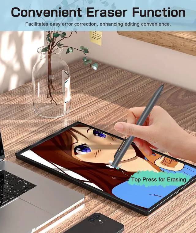 Alt view image 5 of 5 - EMR Stylus Compatible with Remarkable 2, Replacement Digital Pen with Eraser, 4096 Pressure Levels, Palm Rejection, Tilt Support-5 Pen Tips(Gray)